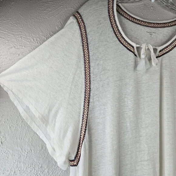 Garnet Hill Shift Sz Dress XL White Organic Linen Southwestern Boho Relaxed Fit - Picture 6 of 12